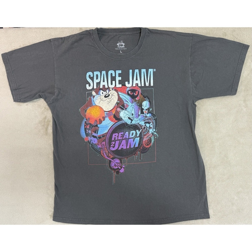 Space Jam 2 T-Shirt Size L Retro Movie Michael Jordan Looney Tunes‎ Ready To Jam
